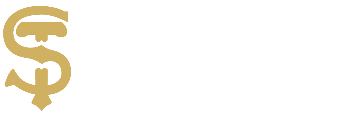 Sunrise Theatre logo with ST ornament shape in gold and Sunrise Theatre in bold white text on the right of the logo.